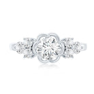 Certified Round Moissanite Flower Engagement Ring D-VS1 - Rosec Jewels