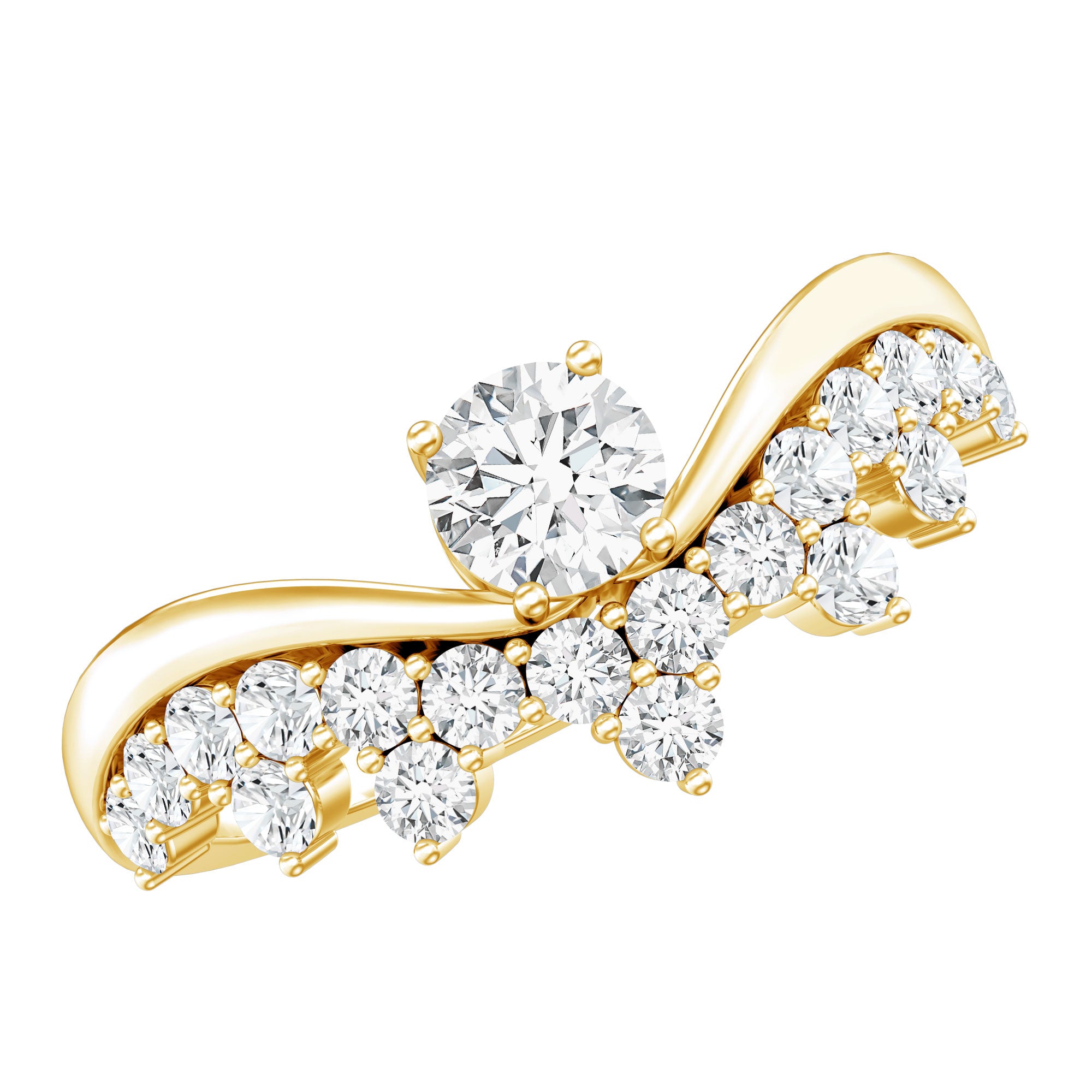 Designer Moissanite Curved Engagement Ring for Women D-VS1 - Rosec Jewels