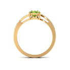 1.25 CT Pear Peridot Solitaire Bypass Ring with Diamond Peridot - ( AAA ) - Quality - Rosec Jewels
