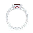 Certified Real Garnet Diamond Emerald Cut Engagement Ring in East West Style AAA - Rosec Jewels