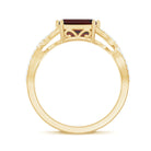 Certified Real Garnet Diamond Emerald Cut Engagement Ring in East West Style AAA - Rosec Jewels