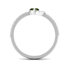 1.25 CT Minimal Marquise Cut Peridot Ring with Diamond Accent AAA - Rosec Jewels