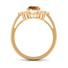 2.25 CT Oval Cut Citrine Cocktail Ring with Moissanite Stones AAA - Rosec Jewels