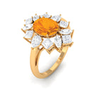 2.25 CT Oval Fire Opal Cocktail Engagement Ring with Moissanite AAA - Rosec Jewels