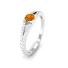 0.50 CT Split Shank Citrine Promise Ring with Diamond Accent AAA - Rosec Jewels