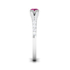 Minimal Pink Tourmaline Split Shank Ring with Diamond AAA - Rosec Jewels