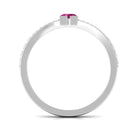 Minimal Pink Tourmaline Split Shank Ring with Diamond AAA - Rosec Jewels