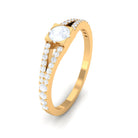 3/4 CT Minimal Moonstone and Diamond Split Shank Promise Ring AAA - Rosec Jewels