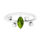 1 CT Marquise Cut Peridot Scatter Ring with Diamond Stones AAA - Rosec Jewels