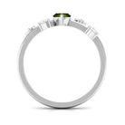 1 CT Marquise Cut Peridot Scatter Ring with Diamond Stones AAA - Rosec Jewels