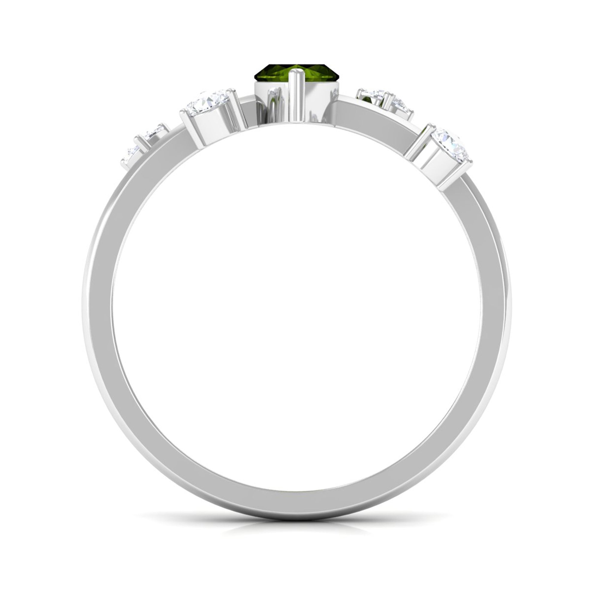 1 CT Marquise Cut Peridot Scatter Ring with Diamond Stones AAA - Rosec Jewels