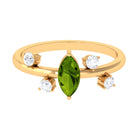 1 CT Marquise Cut Peridot Scatter Ring with Diamond Stones AAA - Rosec Jewels