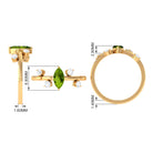 1 CT Marquise Cut Peridot Scatter Ring with Diamond Stones AAA - Rosec Jewels