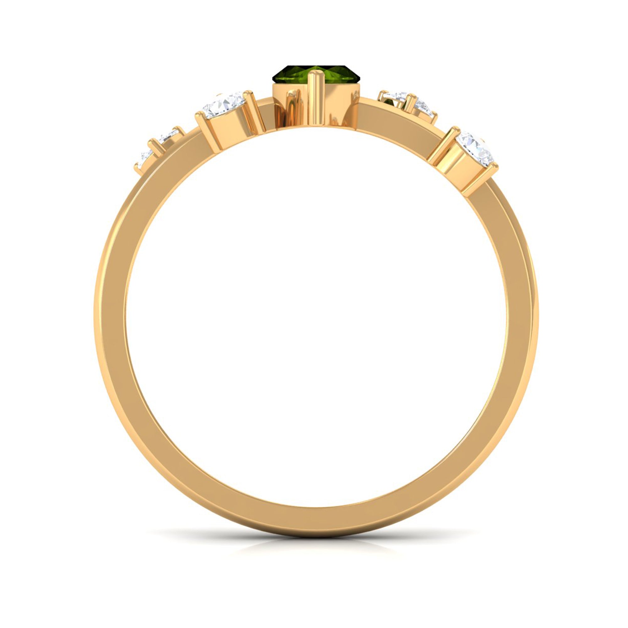 1 CT Marquise Cut Peridot Scatter Ring with Diamond Stones AAA - Rosec Jewels