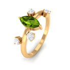1 CT Marquise Cut Peridot Scatter Ring with Diamond Stones AAA - Rosec Jewels