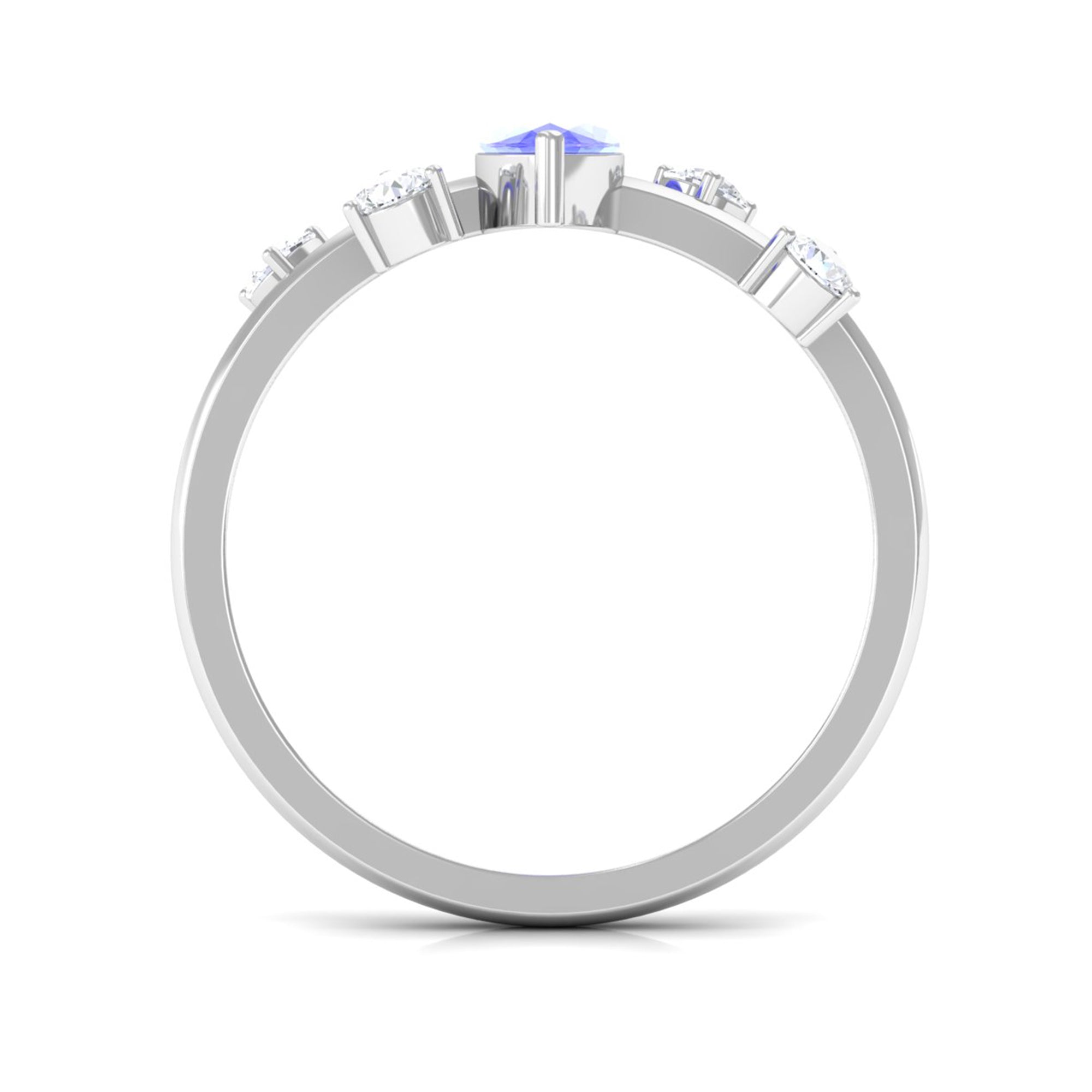 1 CT Marquise Tanzanite Minimal Solitaire Ring with Scatter Diamond AAA - Rosec Jewels