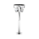Marquise Cut Solitaire Black Spinel Ring with Scatter Diamond AAA - Rosec Jewels