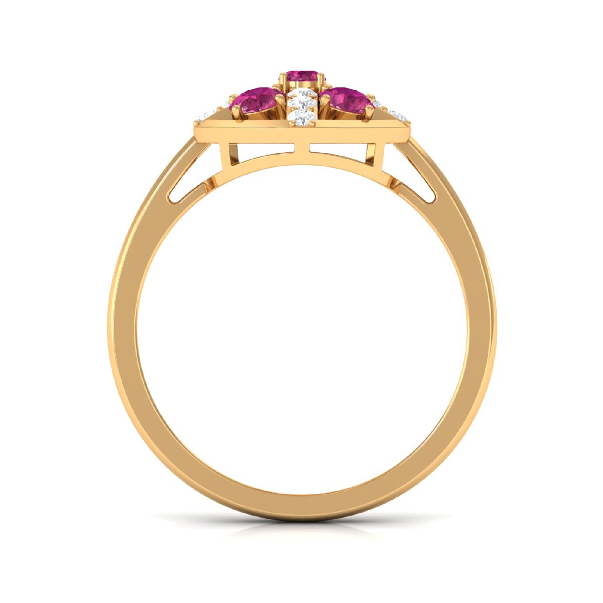 Real Pink Tourmaline Contemporary Ring with Diamond AAA - Rosec Jewels