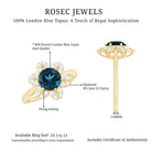 7mm Round London Blue Topaz Floral Engagement Ring with Diamond AAA - Rosec Jewels