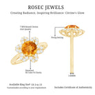 Natural Citrine Floral Engagement Ring with Diamond AAA - Rosec Jewels