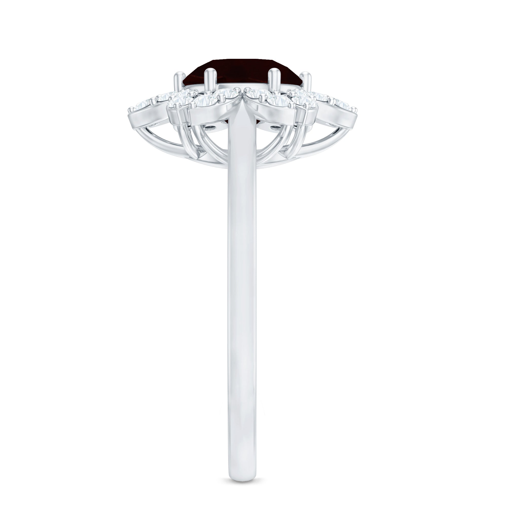 Certified Natural 8mm Garnet Flower Engagement Ring with Diamond AAA - Rosec Jewels