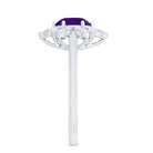 Round Amethyst Flower Engagement Ring with Diamond AAA - Rosec Jewels