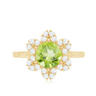 2 Carat Natural Peridot Flower Engagement Ring with Diamond AAA - Rosec Jewels