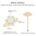 0.85 CT Moonstone and Diamond Floral Halo Engagement Ring AAA - Rosec Jewels