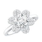Certified Moissanite Flower Halo Engagement Ring for Women D-VS1 - Rosec Jewels