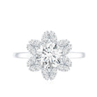Certified Moissanite Flower Halo Engagement Ring for Women D-VS1 - Rosec Jewels