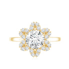 Certified Moissanite Flower Halo Engagement Ring for Women D-VS1 - Rosec Jewels