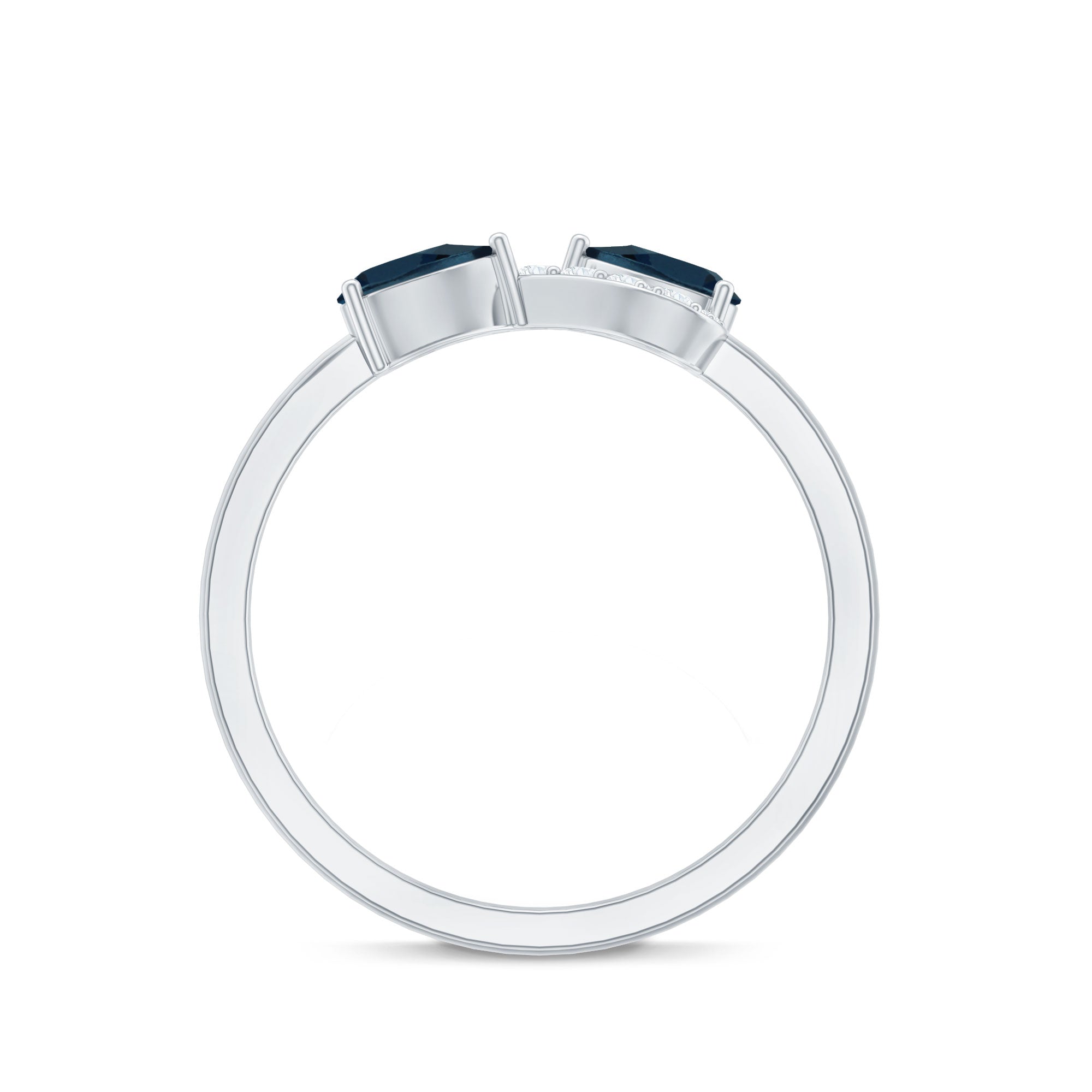 Rosec Jewels-Pear Shape London Blue Topaz Infinity Promise Ring with Diamond