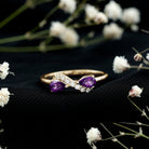 Rosec Jewels-1/2 CT Pear Amethyst Infinity Promise Ring with Diamond
