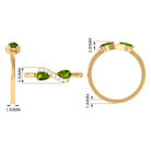 Real Pear Shape Peridot 2 Stone Promise Ring with Diamond AAA - Rosec Jewels