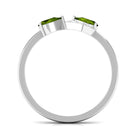 Real Pear Shape Peridot 2 Stone Promise Ring with Diamond AAA - Rosec Jewels