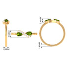 Real Pear Shape Peridot 2 Stone Promise Ring with Diamond AAA - Rosec Jewels