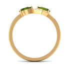 Real Pear Shape Peridot 2 Stone Promise Ring with Diamond AAA - Rosec Jewels