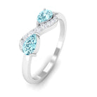 1/2 CT Pear Aquamarine Infinity Promise Ring with Diamond AAA - Rosec Jewels