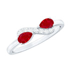Natural Pear Shape Ruby Toi Et Moi Promise Ring with Diamond AAA - Rosec Jewels