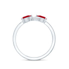 Natural Pear Shape Ruby Toi Et Moi Promise Ring with Diamond AAA - Rosec Jewels