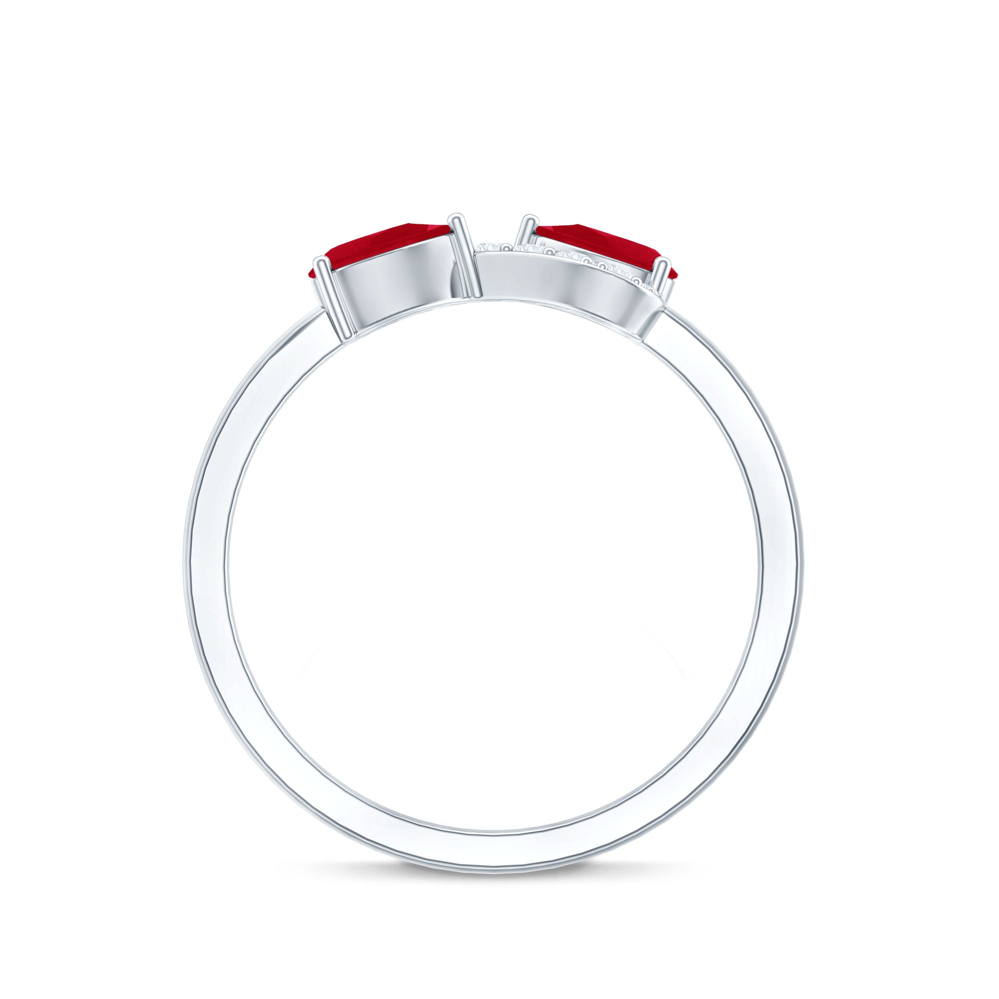 Rosec Jewels-Natural Pear Shape Ruby Toi Et Moi Promise Ring with Diamond
