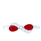 Natural Pear Shape Ruby Toi Et Moi Promise Ring with Diamond AAA - Rosec Jewels