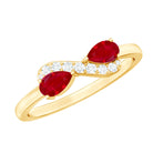 Natural Pear Shape Ruby Toi Et Moi Promise Ring with Diamond AAA - Rosec Jewels