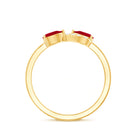 Natural Pear Shape Ruby Toi Et Moi Promise Ring with Diamond AAA - Rosec Jewels