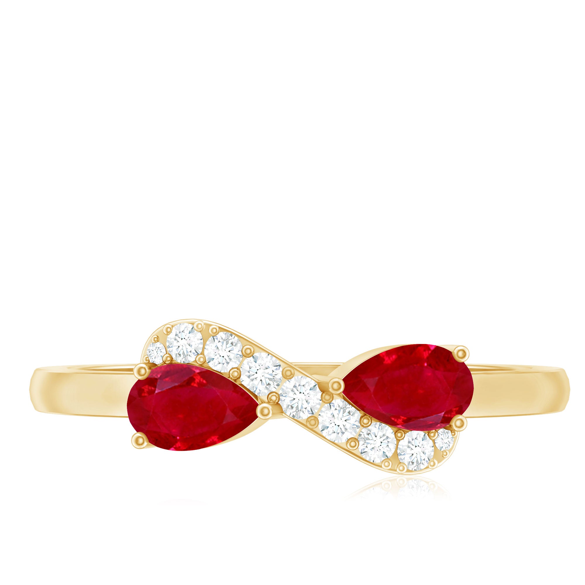 Rosec Jewels-Natural Pear Shape Ruby Toi Et Moi Promise Ring with Diamond
