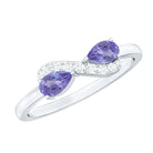 Real Tanzanite 2 Stone Promise Ring with Diamond AAA - Rosec Jewels