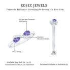 Real Tanzanite 2 Stone Promise Ring with Diamond AAA - Rosec Jewels