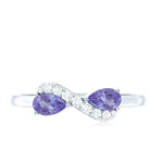 Real Tanzanite 2 Stone Promise Ring with Diamond AAA - Rosec Jewels