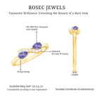 Real Tanzanite 2 Stone Promise Ring with Diamond AAA - Rosec Jewels