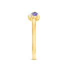 Real Tanzanite 2 Stone Promise Ring with Diamond AAA - Rosec Jewels